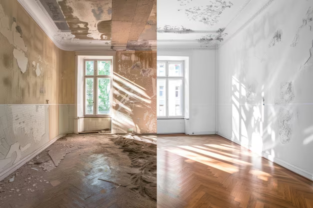 Living room before and after refurbishment